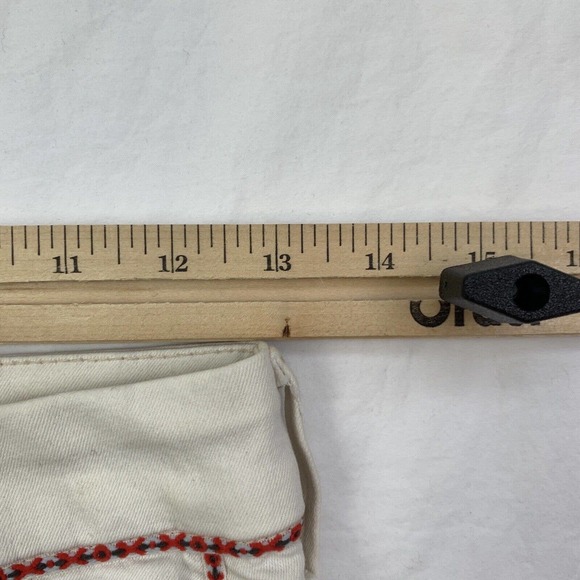 Mother The Looker Ankle Zip Embroidered Barefoot Princess Ivory Jeans 24 Pant - Picture 9 of 16